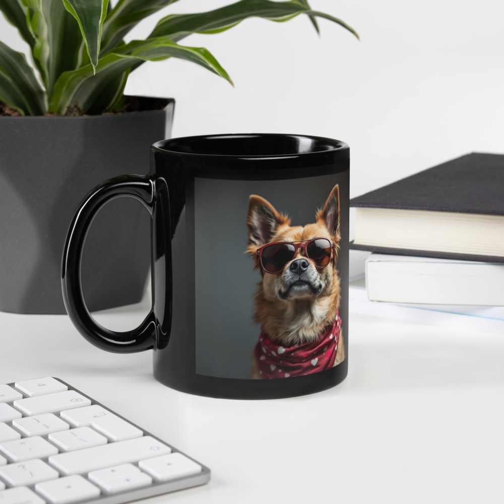 Firulai Dog Taza negra brillante Krovmia