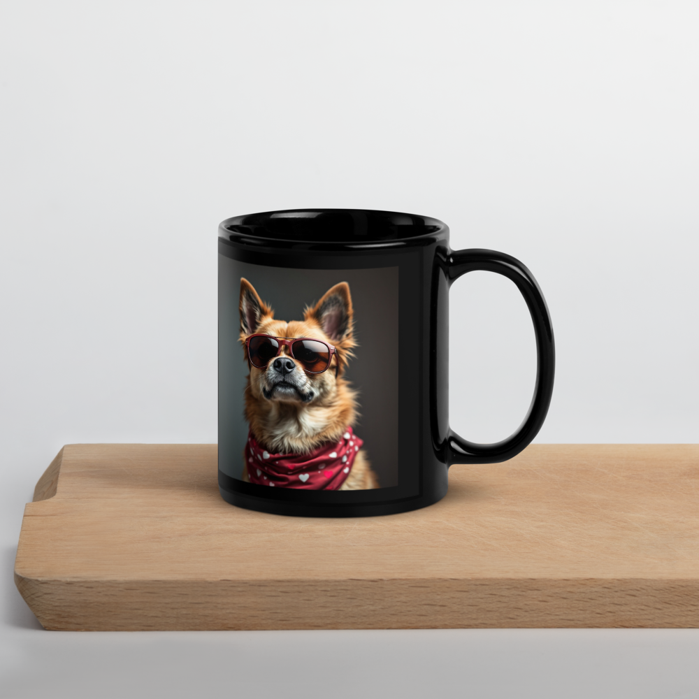 Firulai Dog Taza negra brillante Krovmia